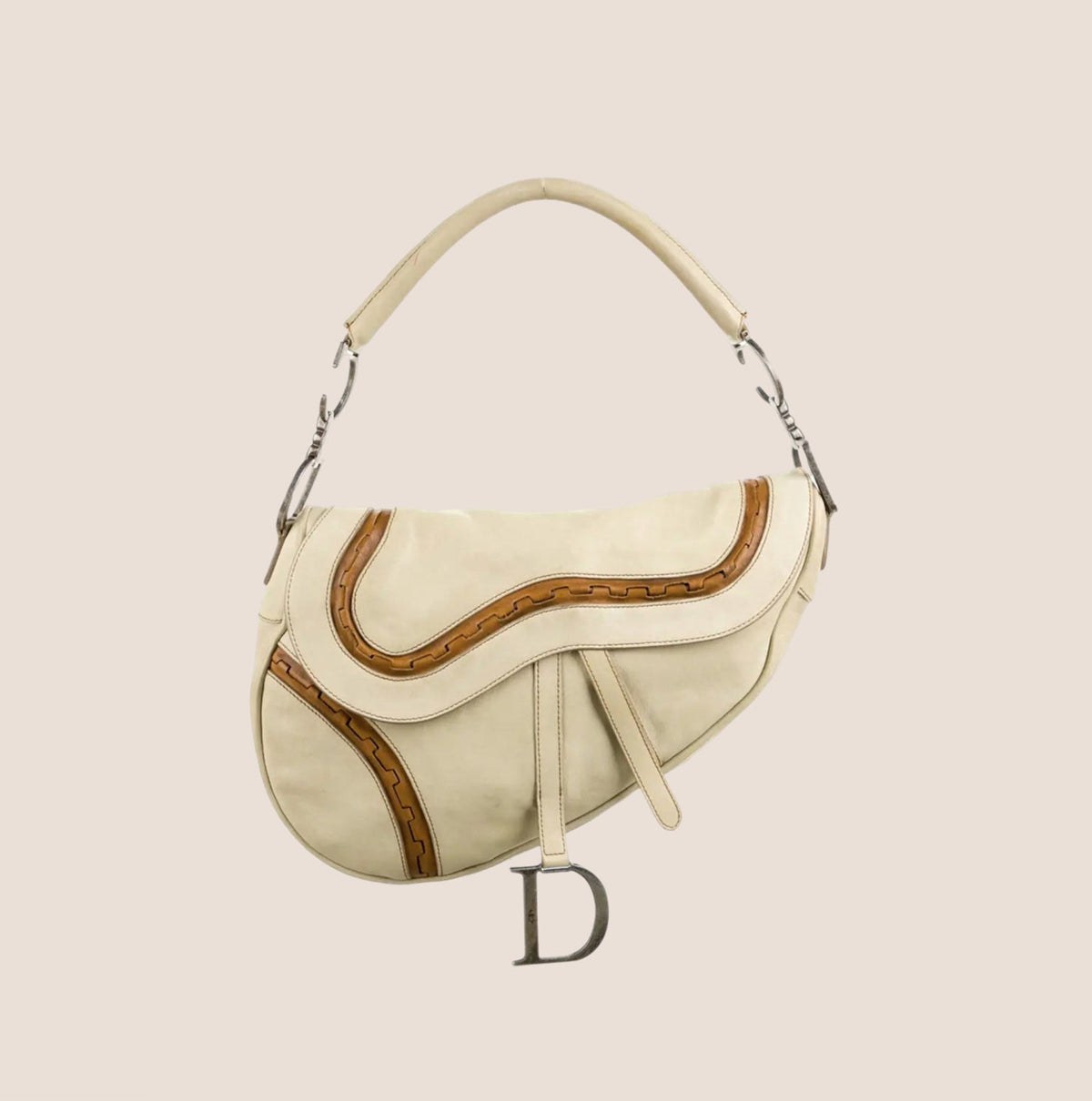 CHRISTIAN DIOR 2007 BEIGE LEATHER GAUCHO SADDLE BAG