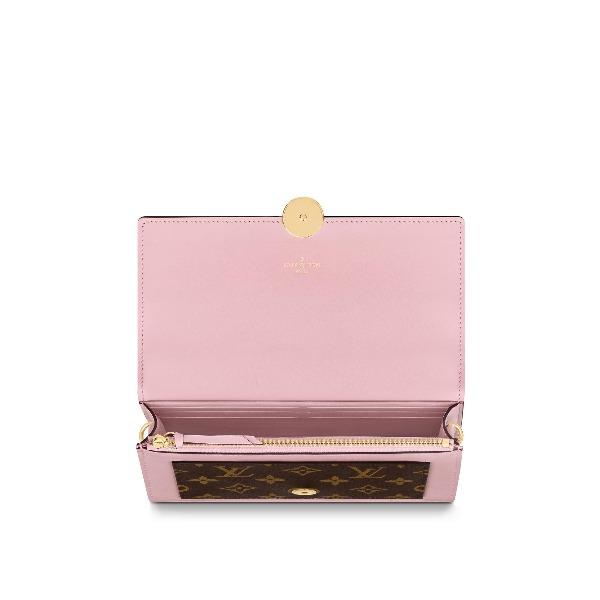 LV Flore Chain Wallet Rose Ballerine