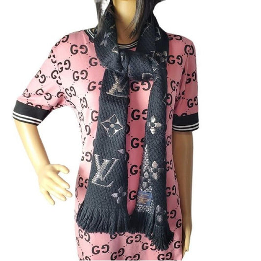 Louis Vuitton Black Logomania Shine Scarf Brand New