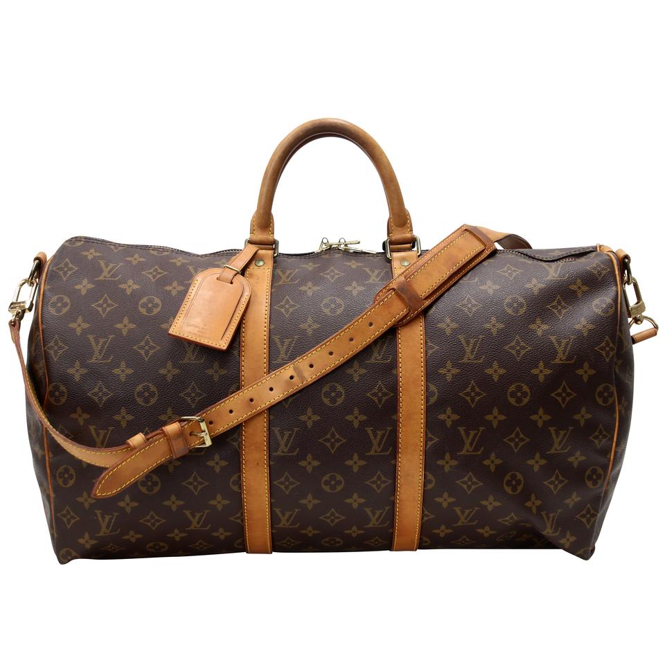 Louis Vuitton Keepall 50 Monogram Canvas Bandouliere Travel Bag LV-0829N-0001