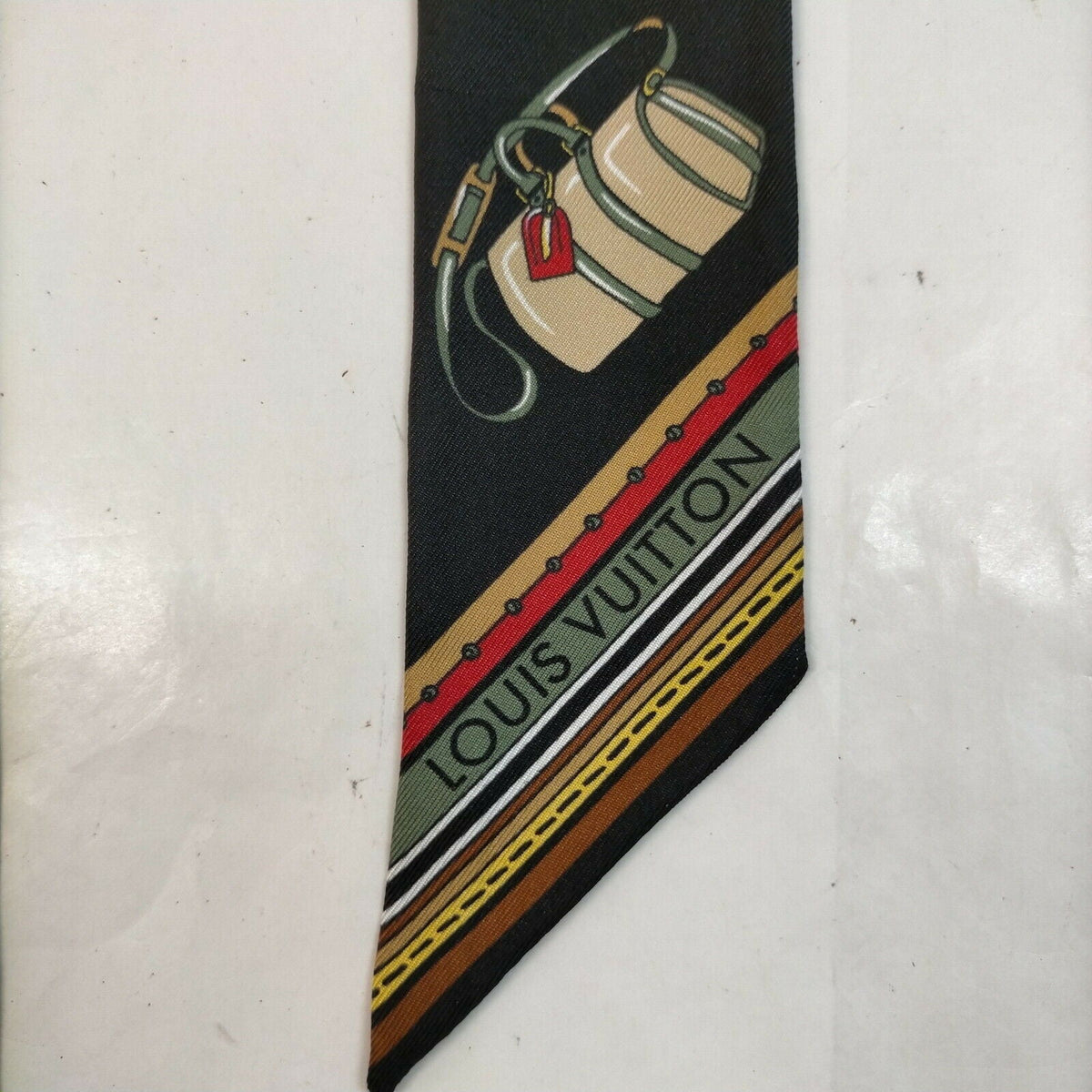 Louis Vuitton Scarf Twilly M71526 Black 100% Silk