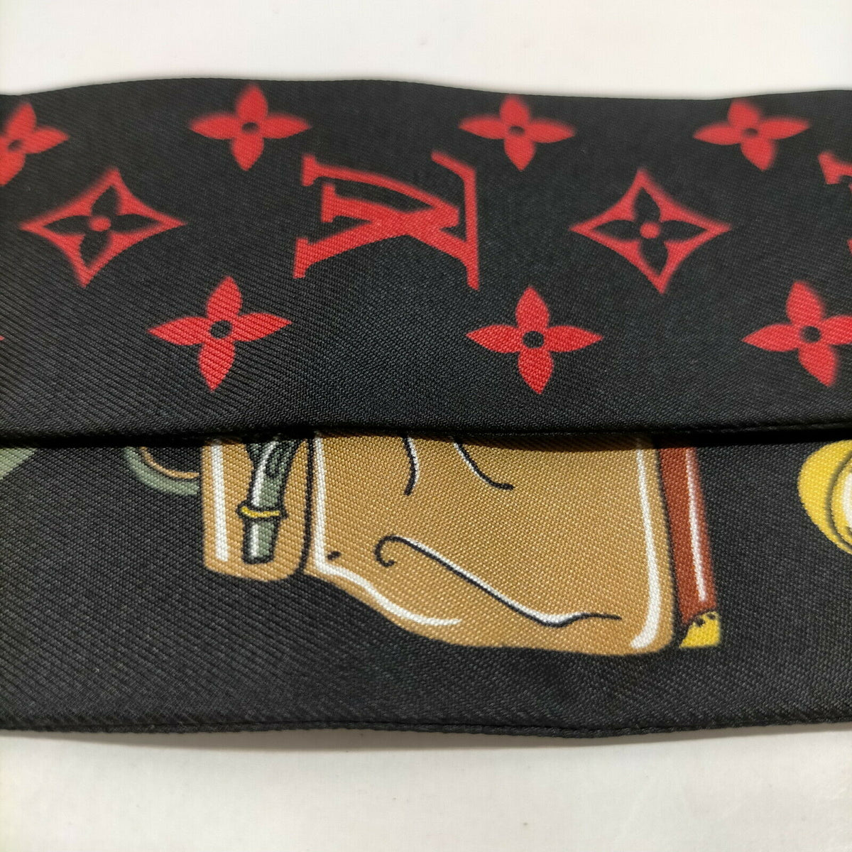 Louis Vuitton Scarf Twilly M71526 Black 100% Silk