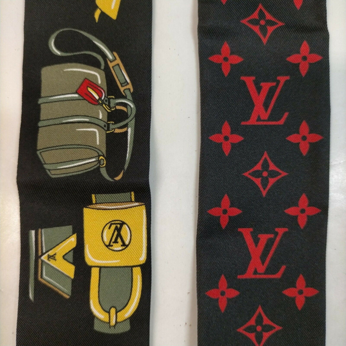 Louis Vuitton Scarf Twilly M71526 Black 100% Silk