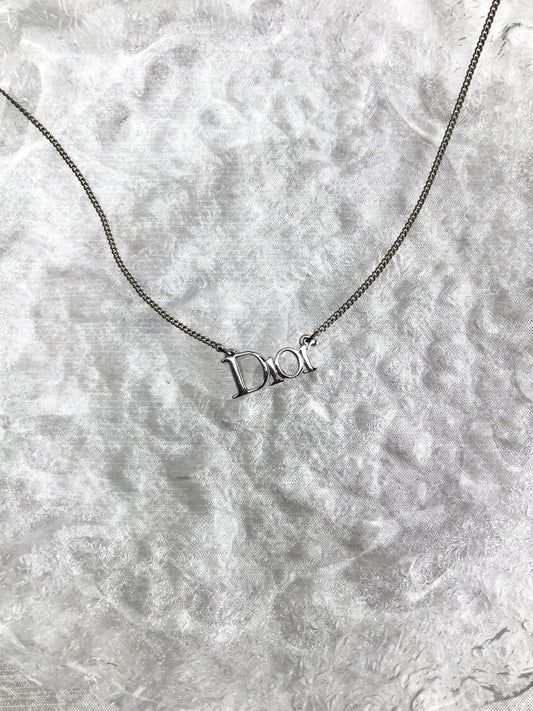 Christian Dior Logo Necklace Silver Vintage ymmgg4