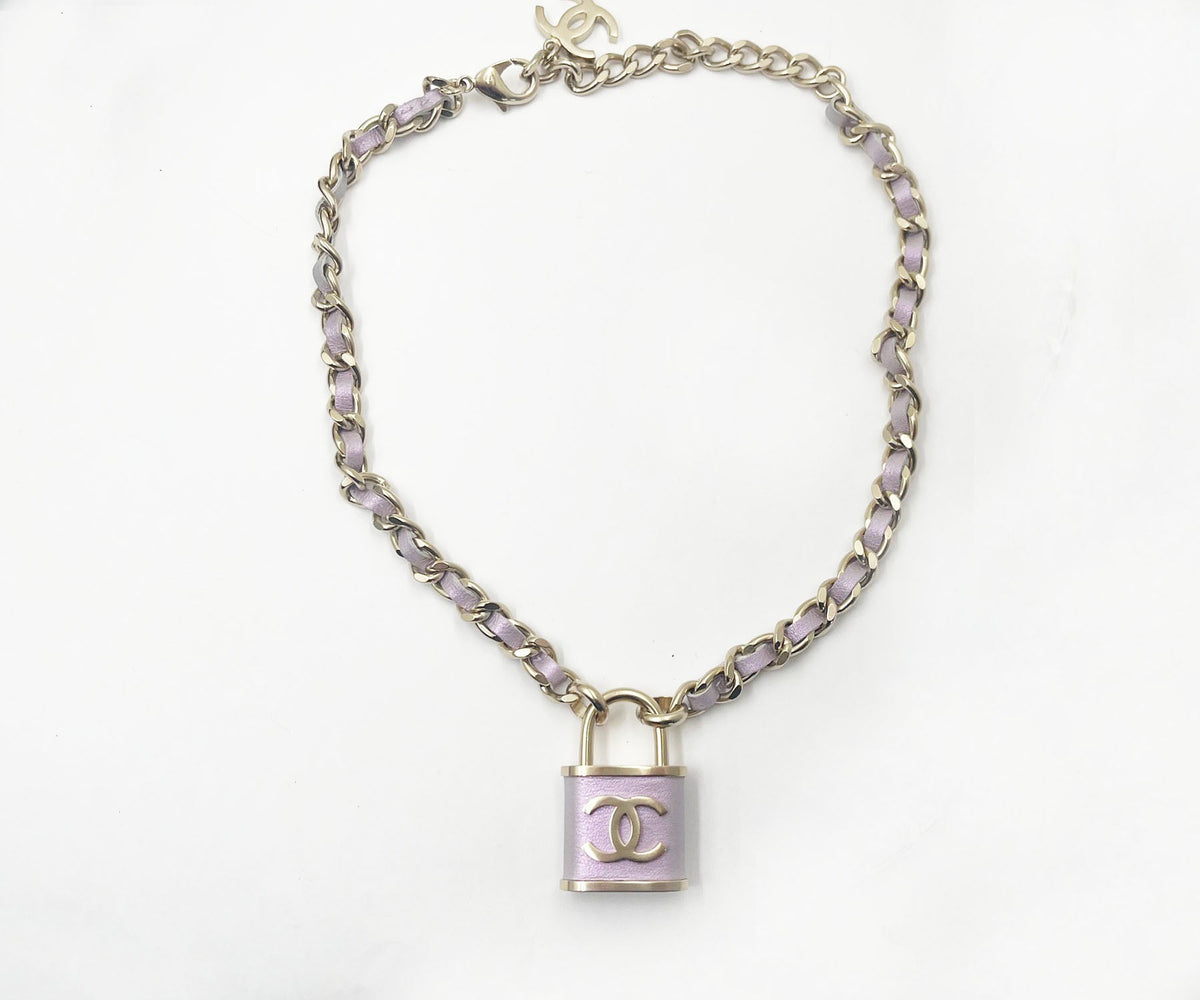 Top Quality Chanel Light Gold CC Lavender Lock Pendant Necklace