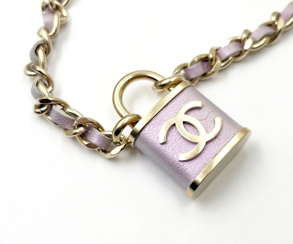 Top Quality Chanel Light Gold CC Lavender Lock Pendant Necklace