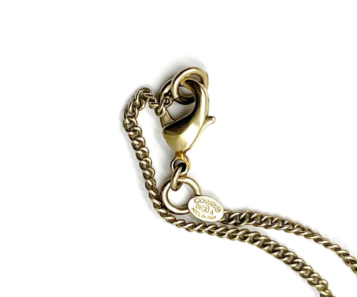 Top Quality Chanel Light Gold CC Pastel Crystal Medium Pendant Necklace