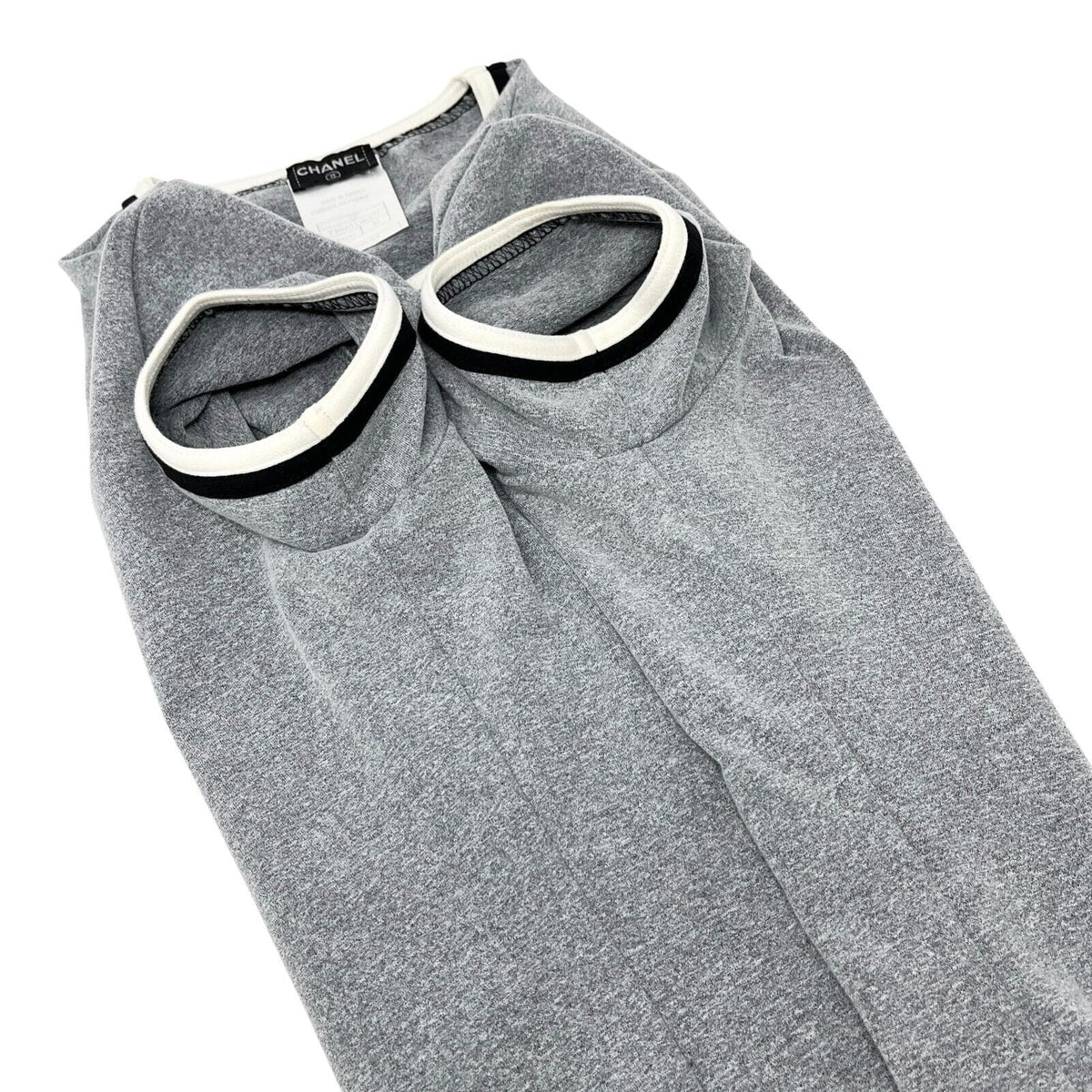 CHANEL Vintage 98P CC Mark Logo T-shirt Top #40 Gray Nylon Spandex