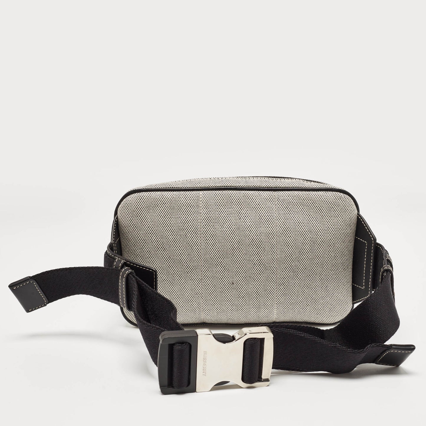 BURBERRY Grey/Black Canvas and Leather West Belt Bag