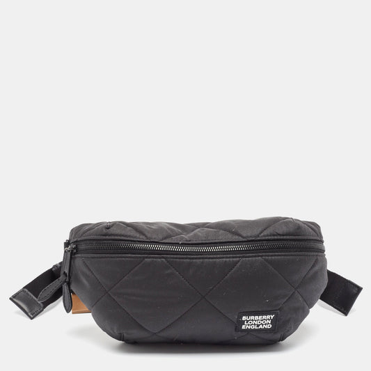 BURBERRY Black Quilted Nylon Sonny Belt Bag