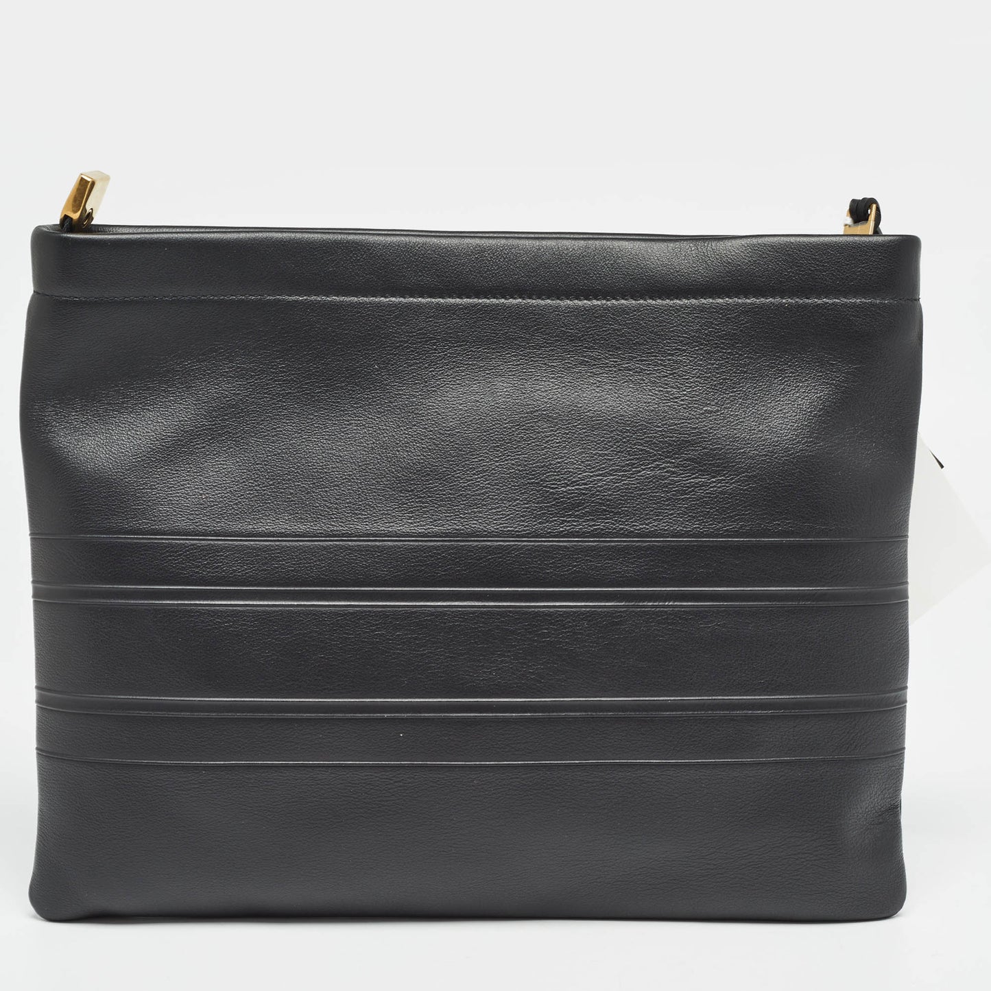 DIOR Black Leather Medium  Stripe Pouch