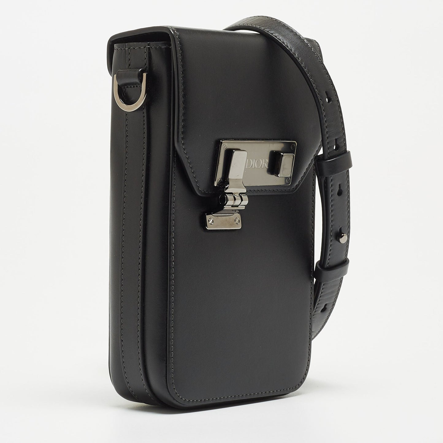 DIOR Black Leather Vertical Pouch Bag