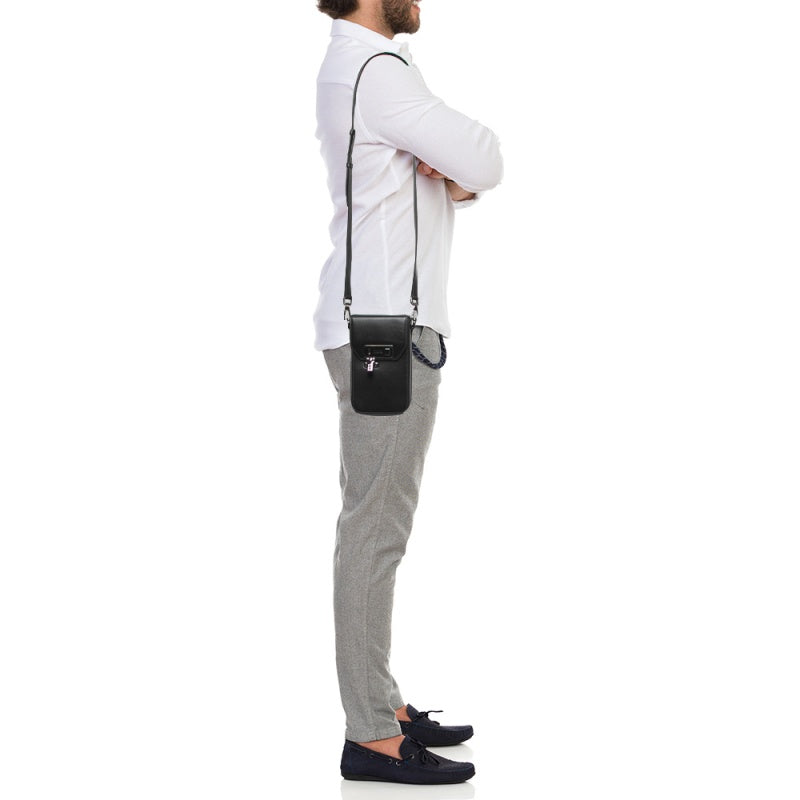 DIOR Black Leather Vertical Pouch Bag