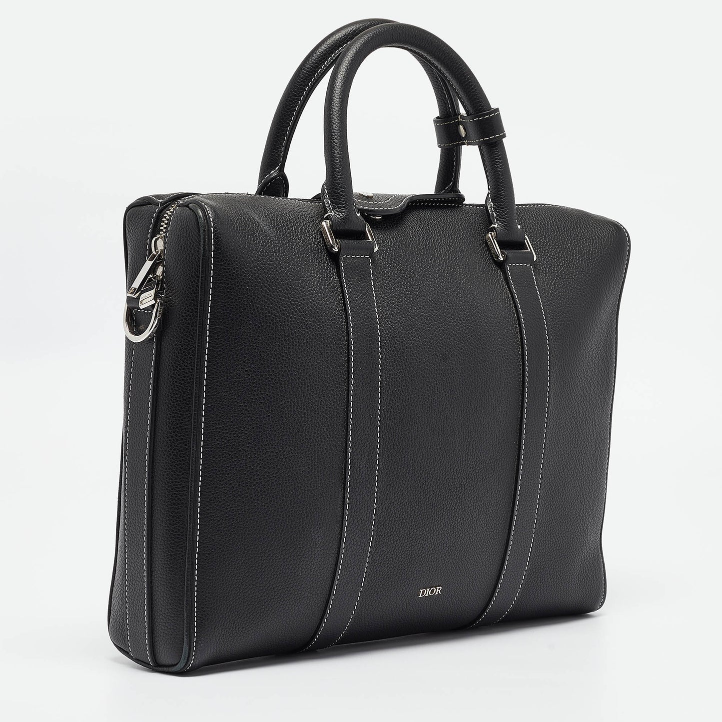DIOR Black Leather Lingot Briefcase Bag