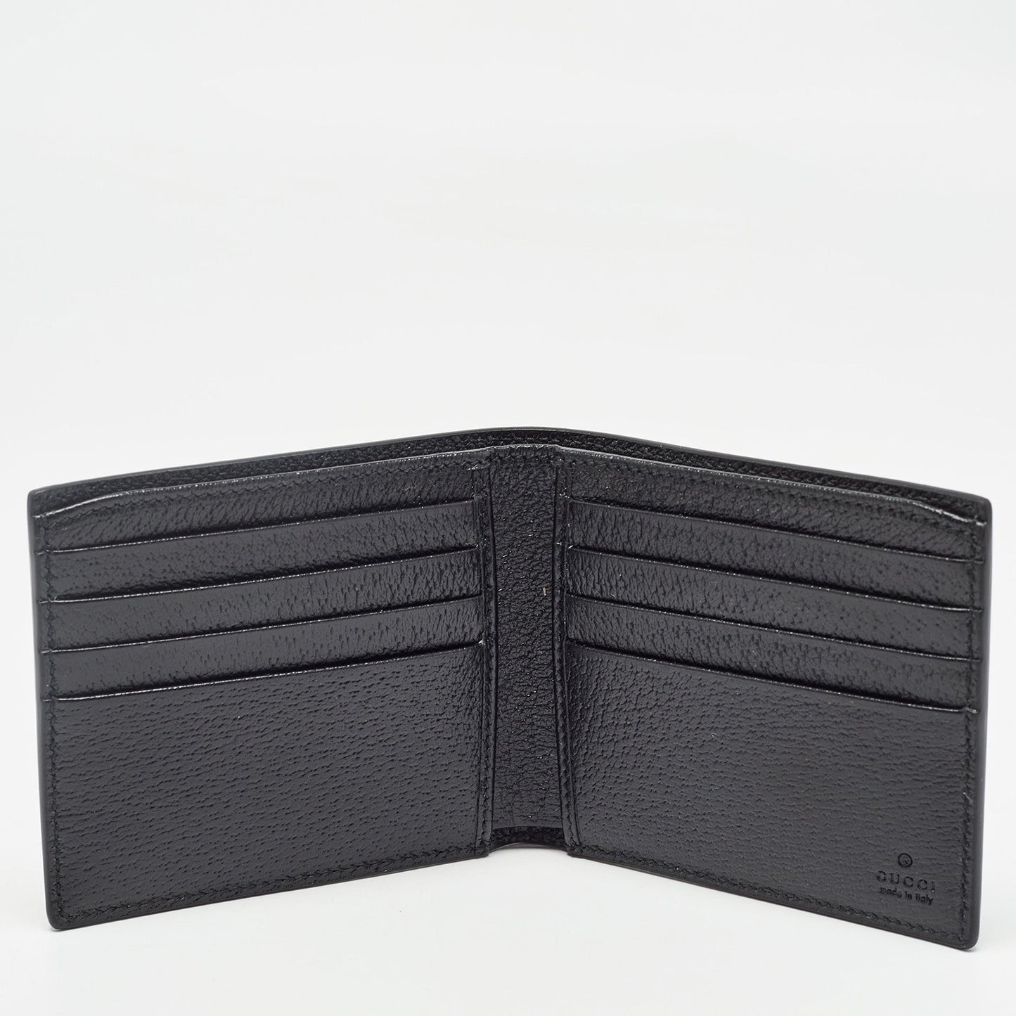 GUCCI Black Leather Animalier Bifold Compact Wallet