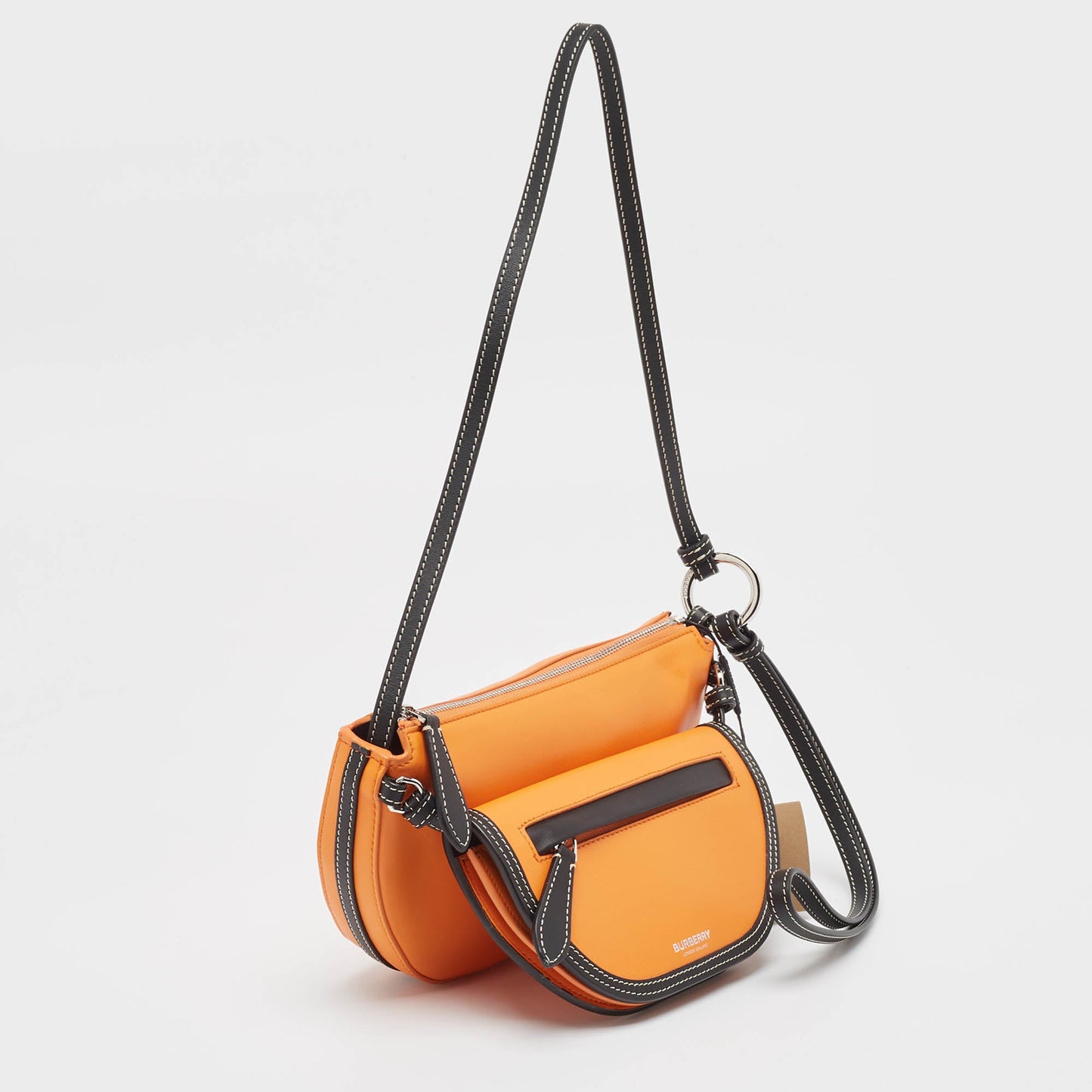 BURBERRY Orange/Black Leather Mini Double Olympia Bag