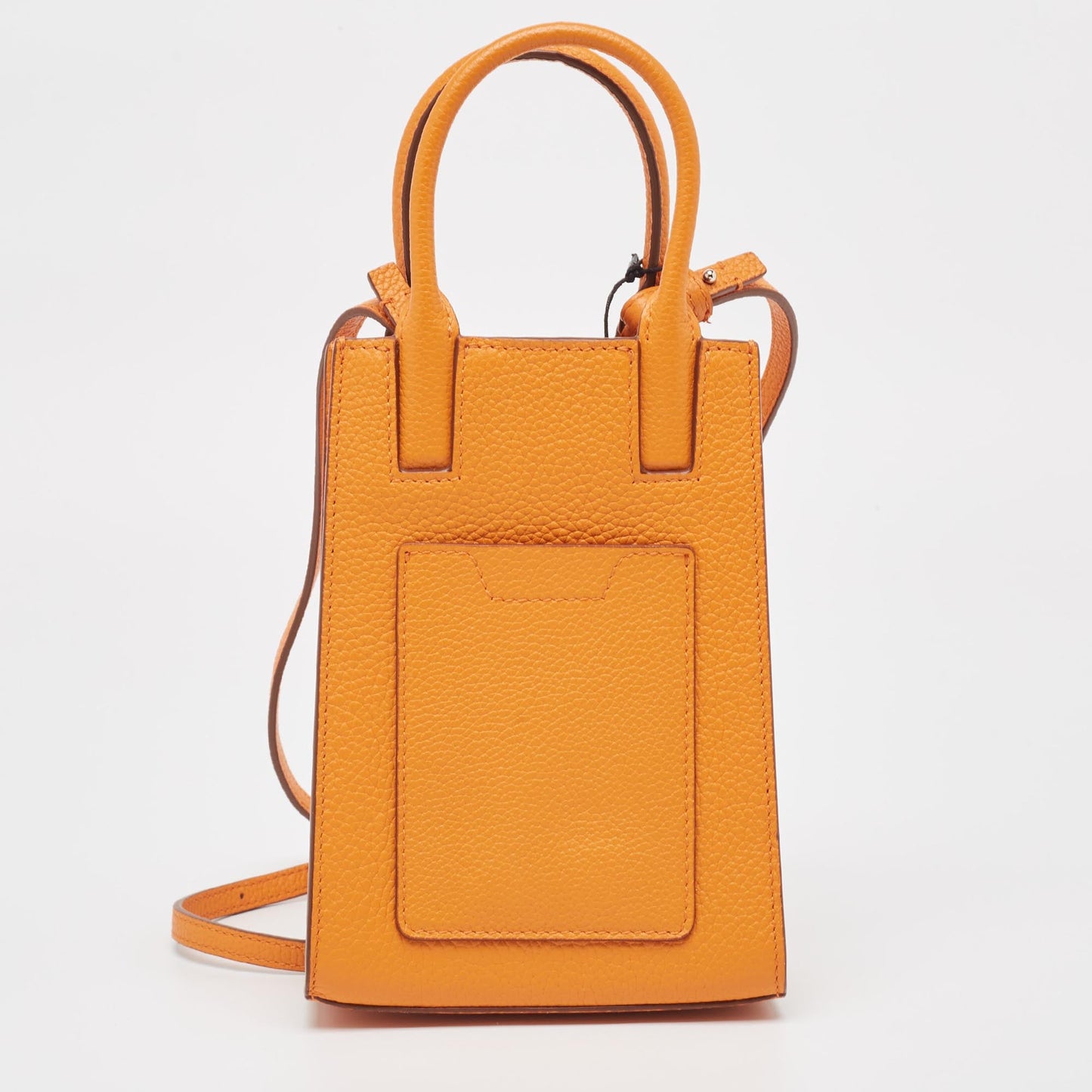 BURBERRY Orange Leather TB Logo Phone Crossbody Bag