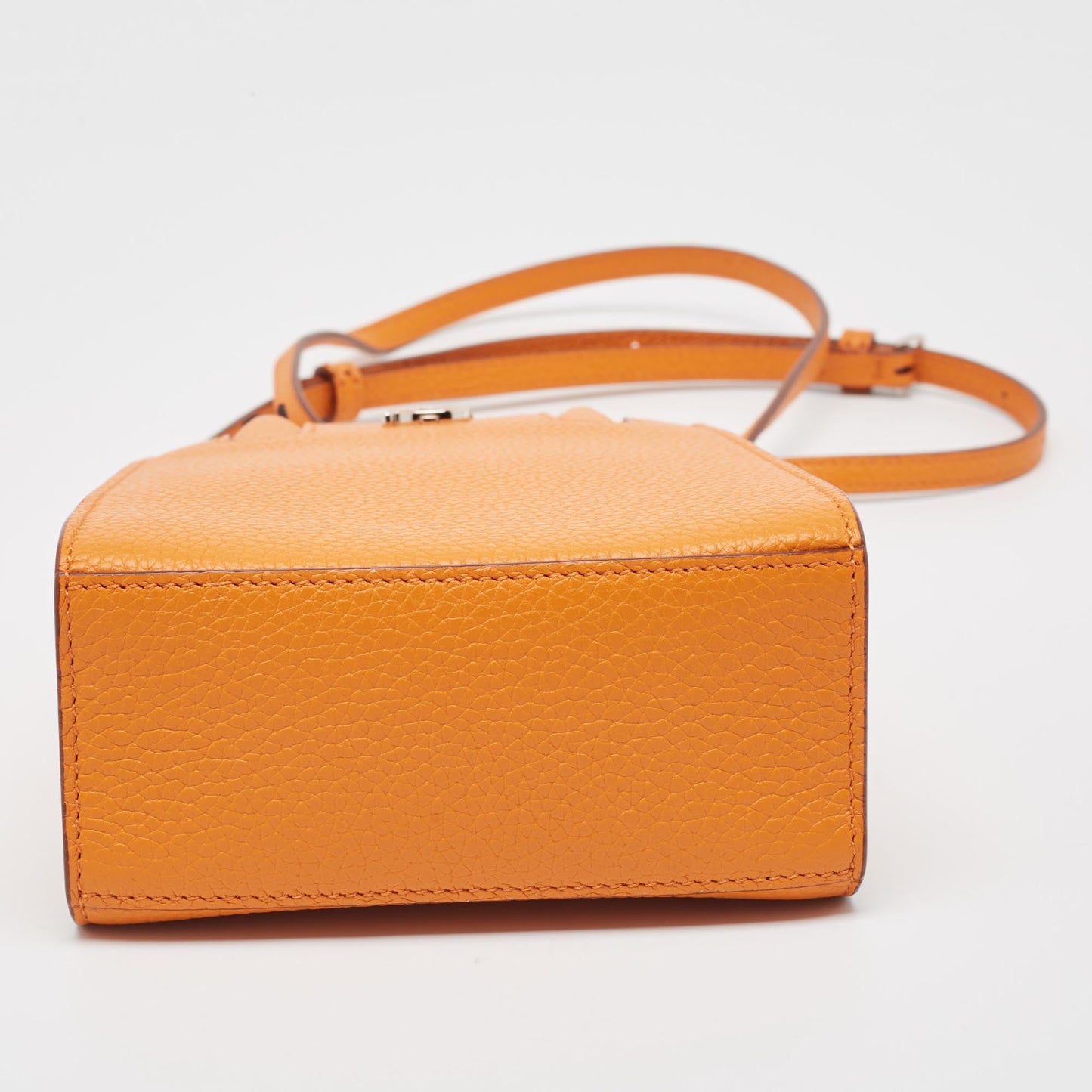 BURBERRY Orange Leather TB Logo Phone Crossbody Bag