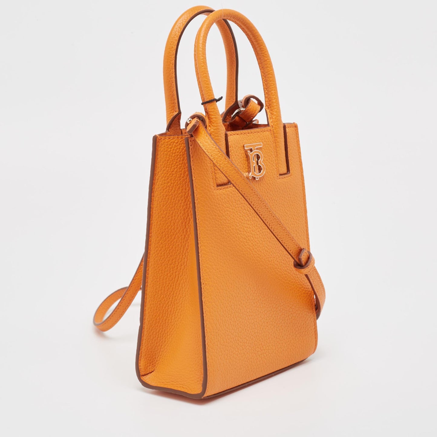 BURBERRY Orange Leather TB Logo Phone Crossbody Bag