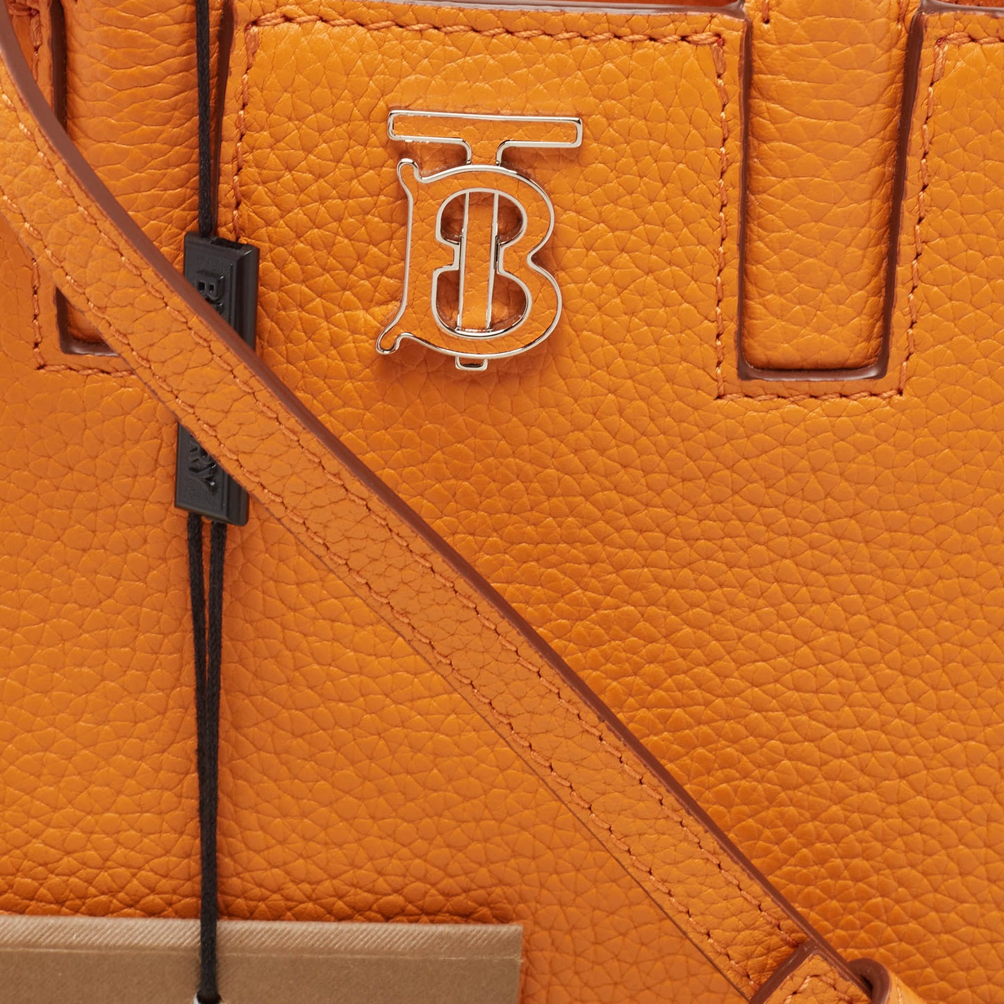 BURBERRY Orange Leather TB Logo Phone Crossbody Bag