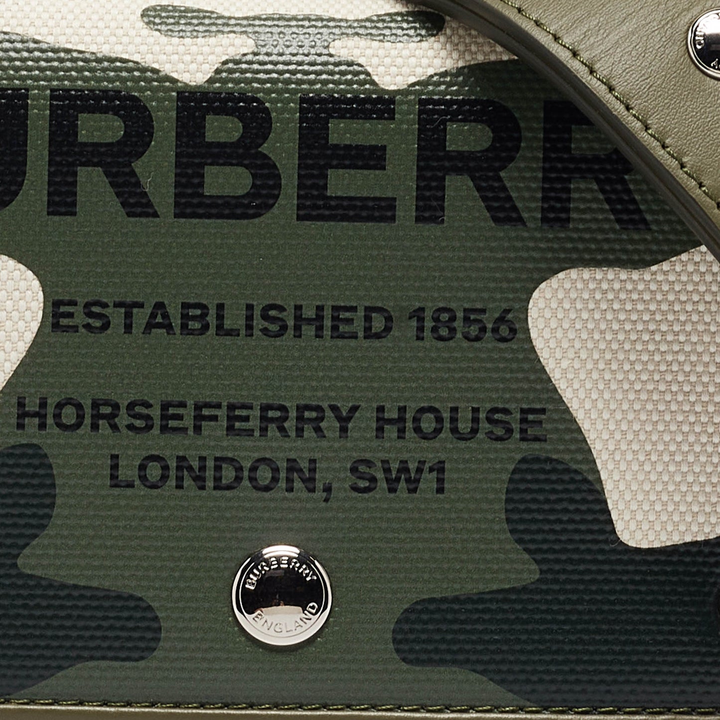 BURBERRY Green/Beige Camo Print Coated Canvas and Leather Hackberry Crossbody Bag