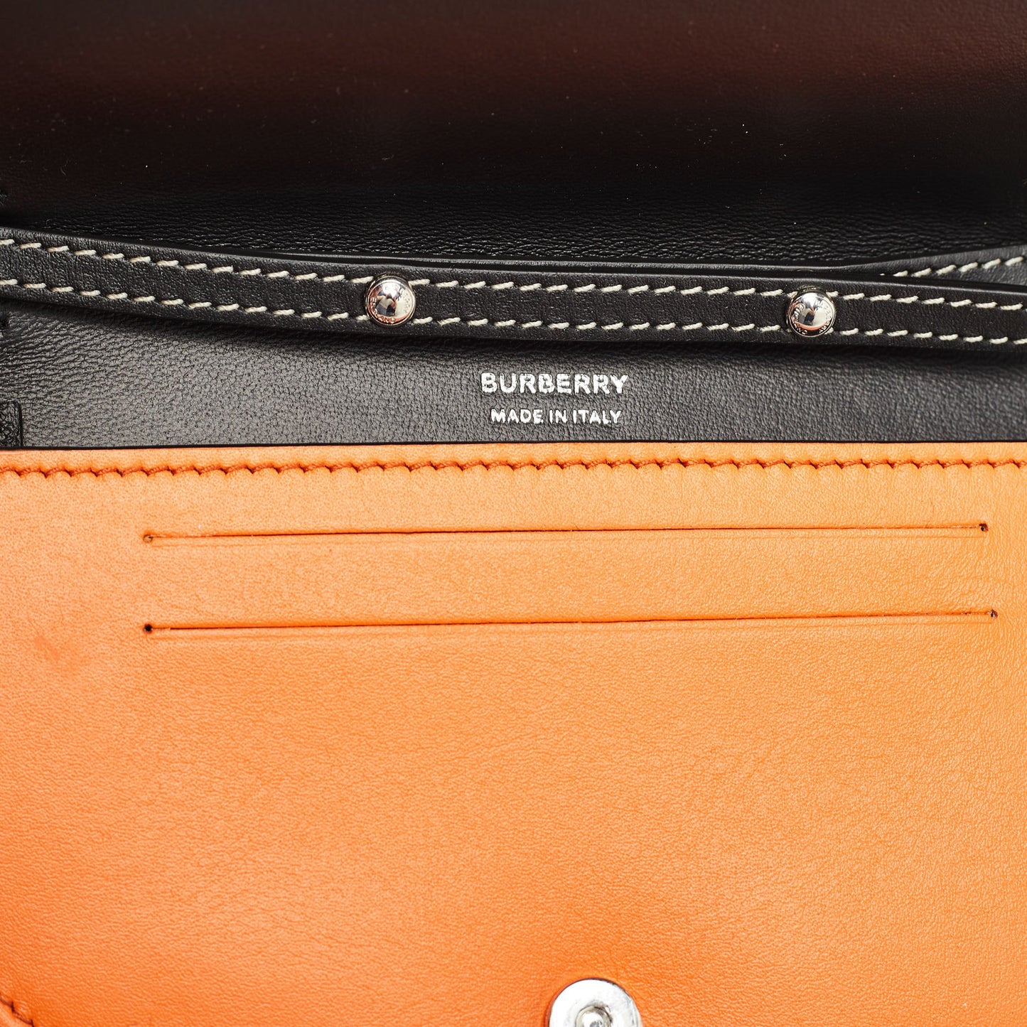 BURBERRY Orange/Black Leather Mini Double Olympia Bag