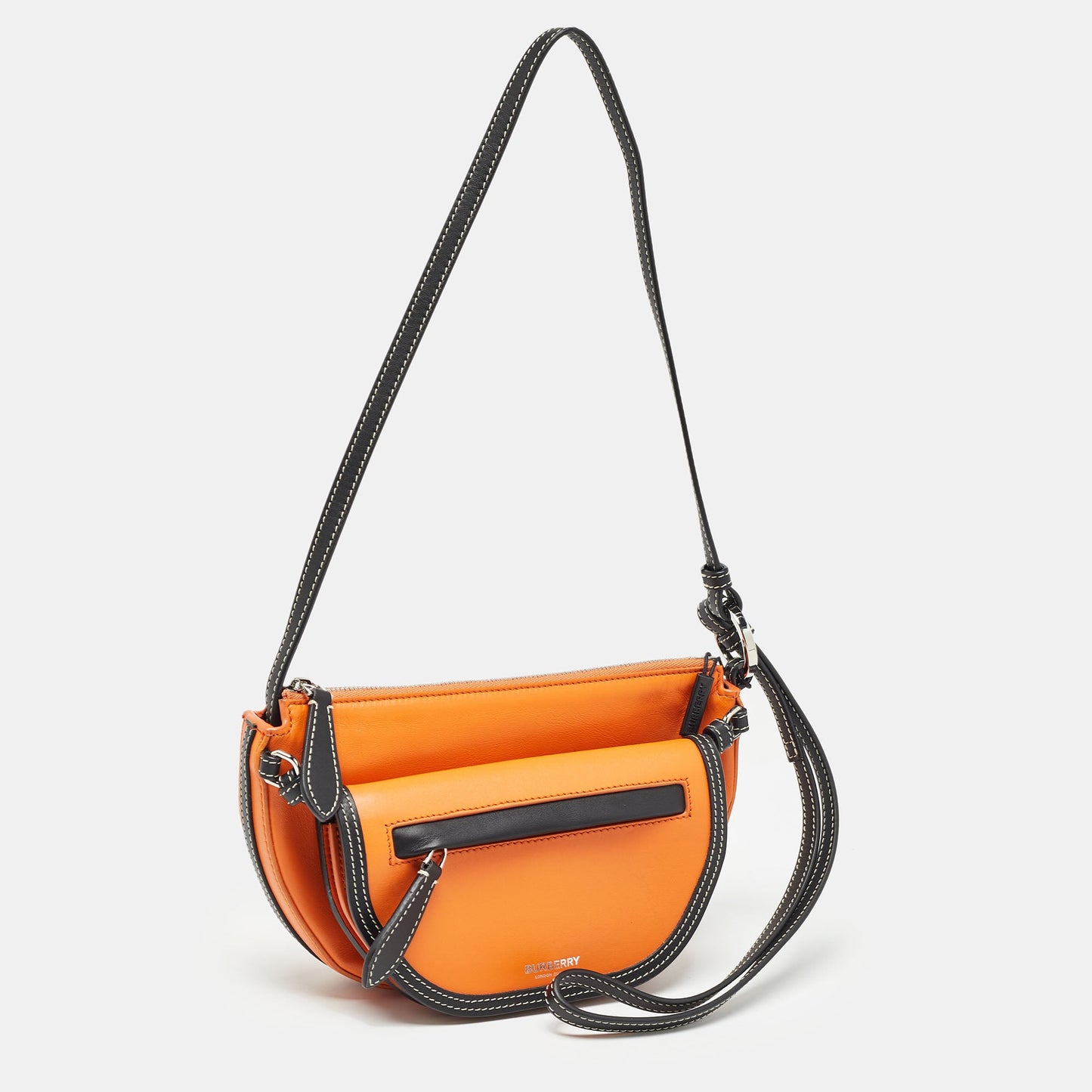 BURBERRY Orange/Black Leather Mini Double Olympia Bag