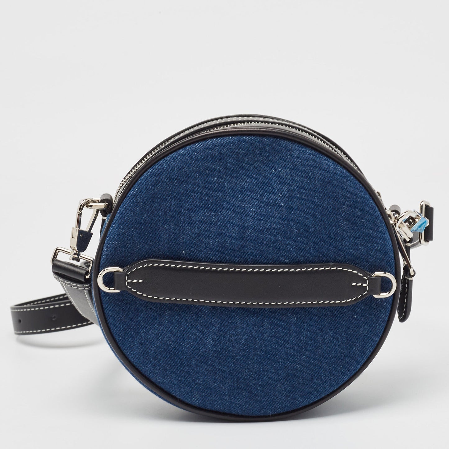 BURBERRY Blue/Black Denim and Leather Louise Round Crossbody Bag