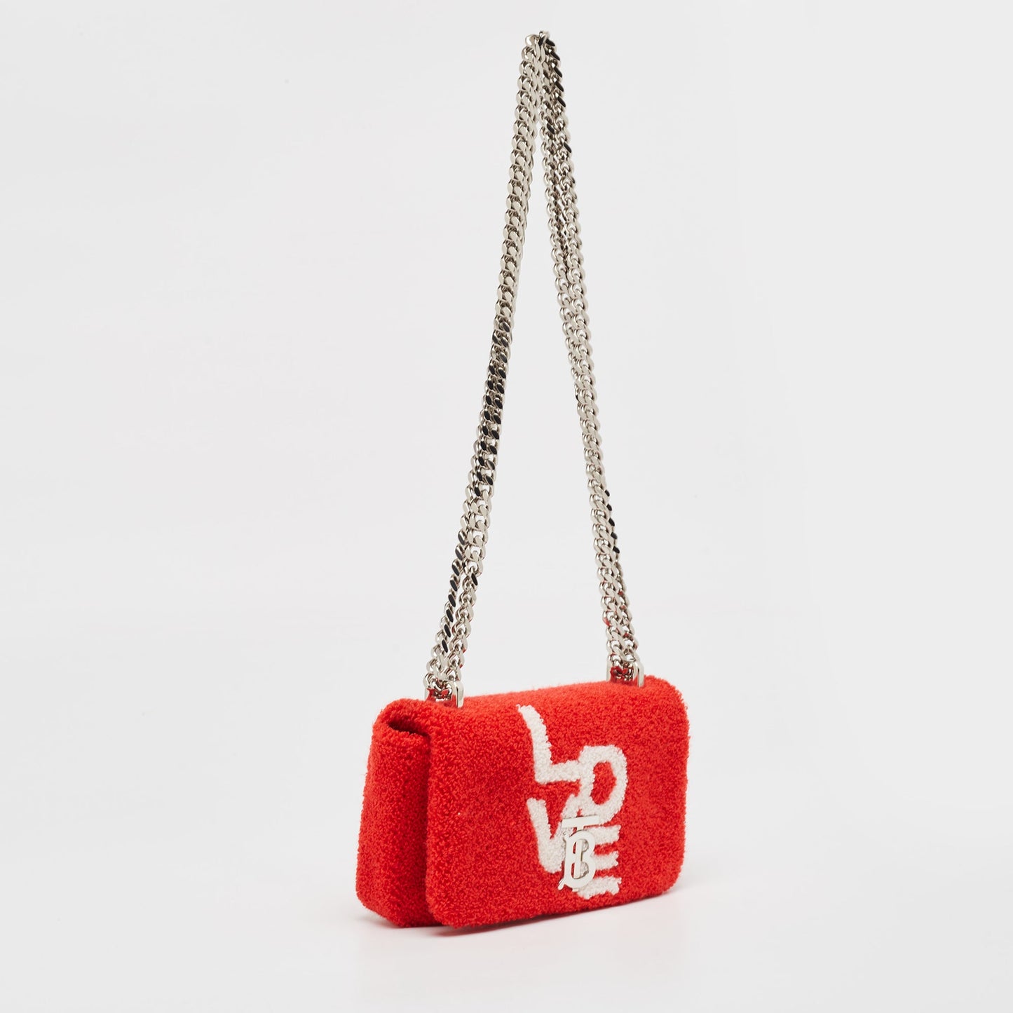 BURBERRY Red Terry Fabric Mini Love Lola Shoulder Bag