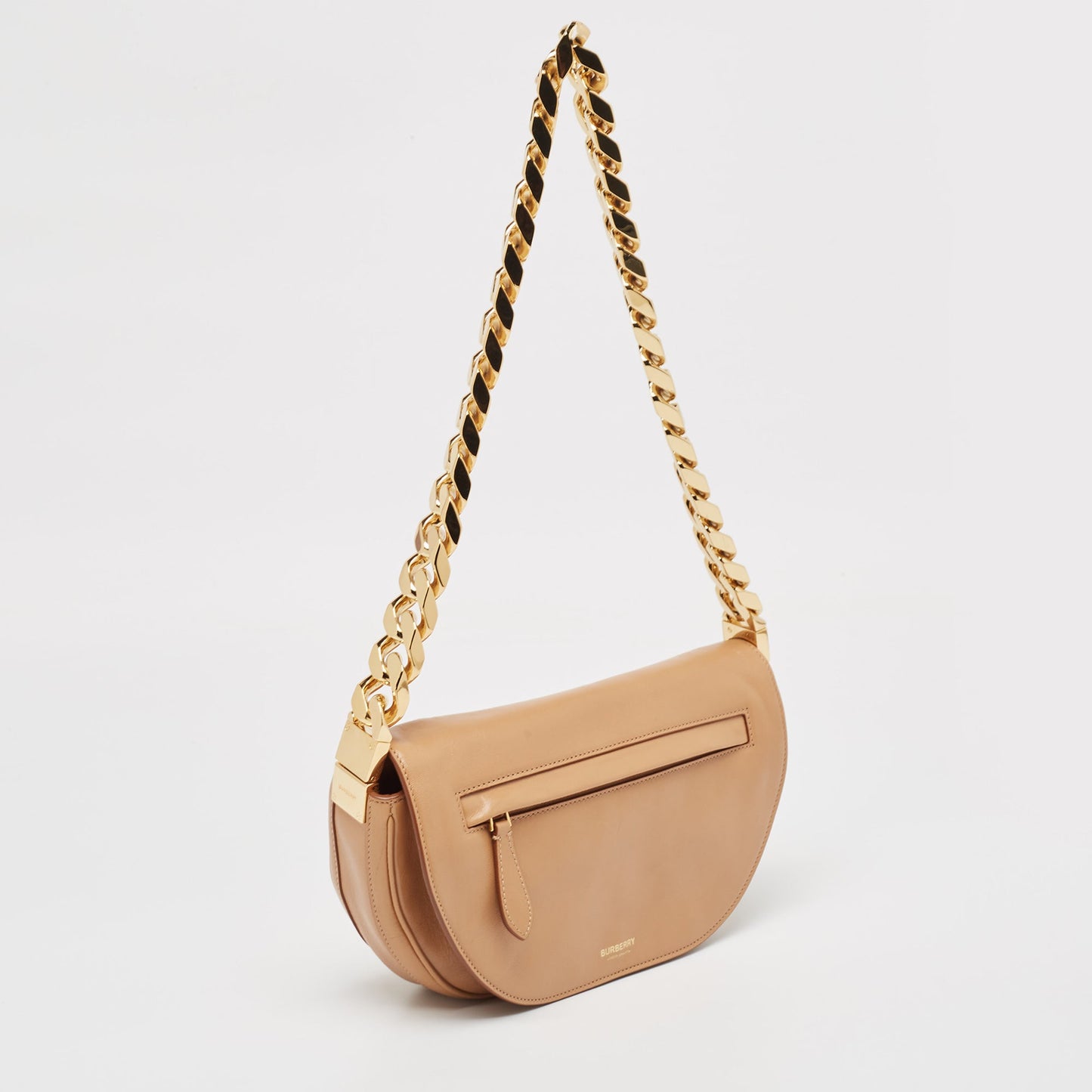 BURBERRY Beige Soft Leather Small Olympia Bag