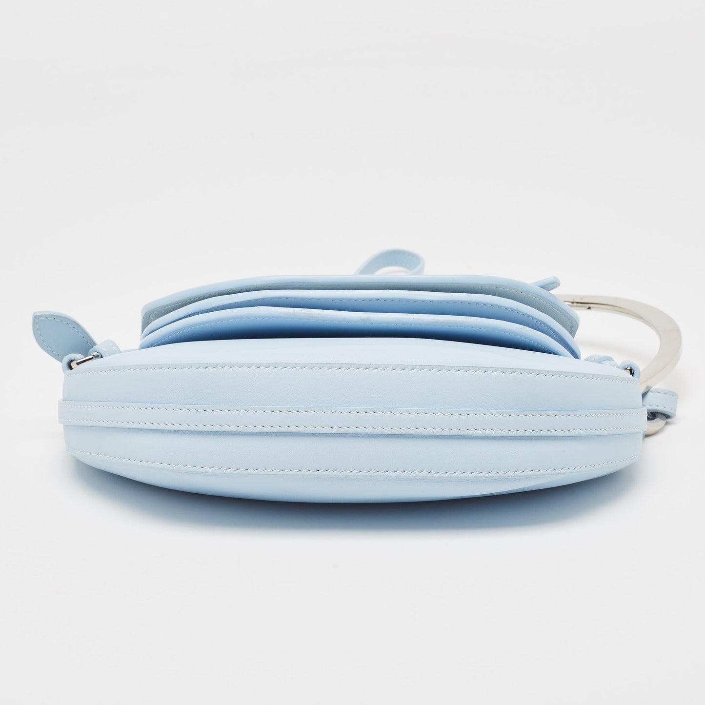 BURBERRY Pale Blue Leather Mini Double Olympia Clutch