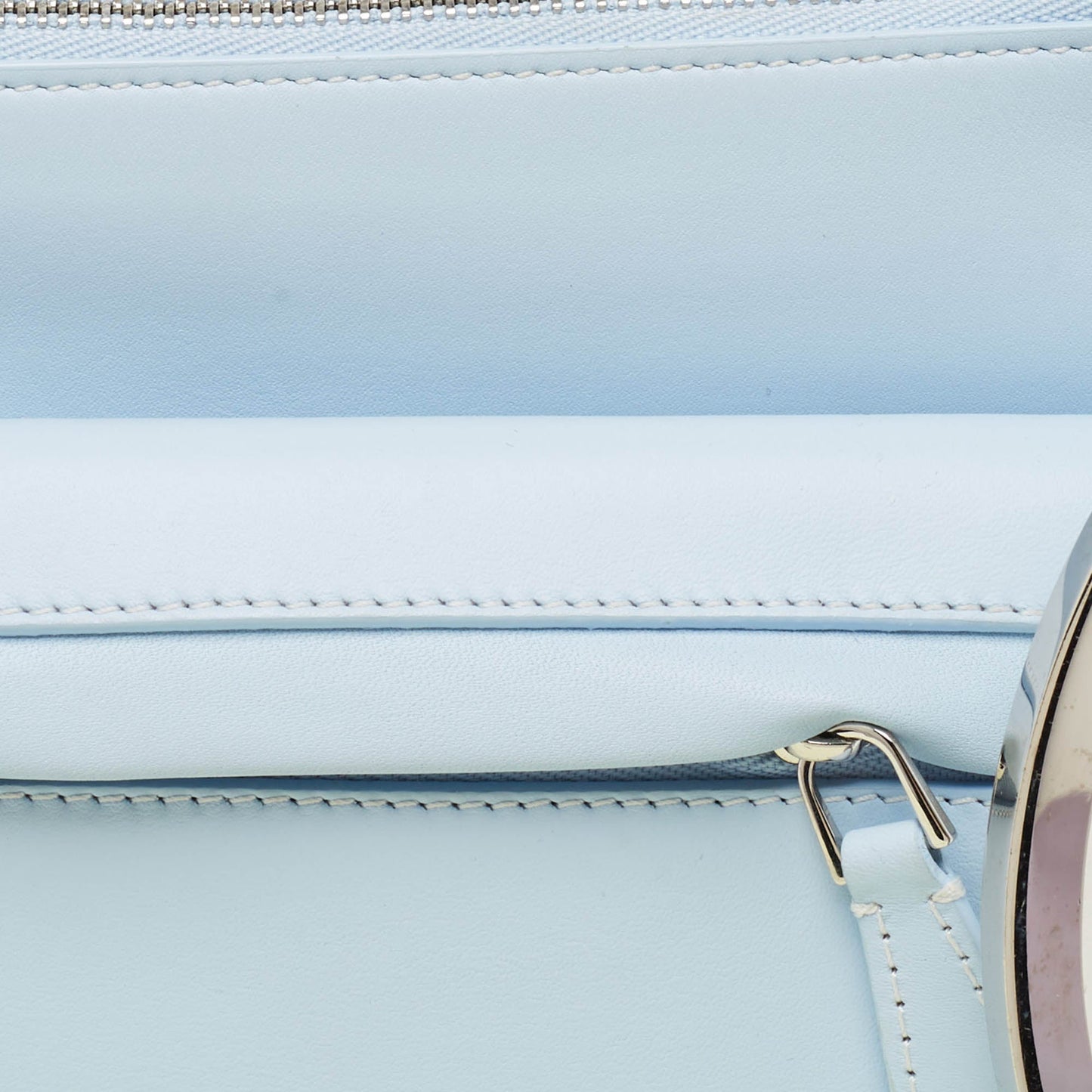 BURBERRY Pale Blue Leather Mini Double Olympia Clutch