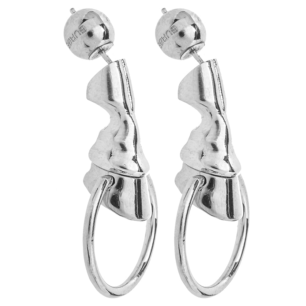 Burberry Palladium Plated Hoof Hoop Earrings