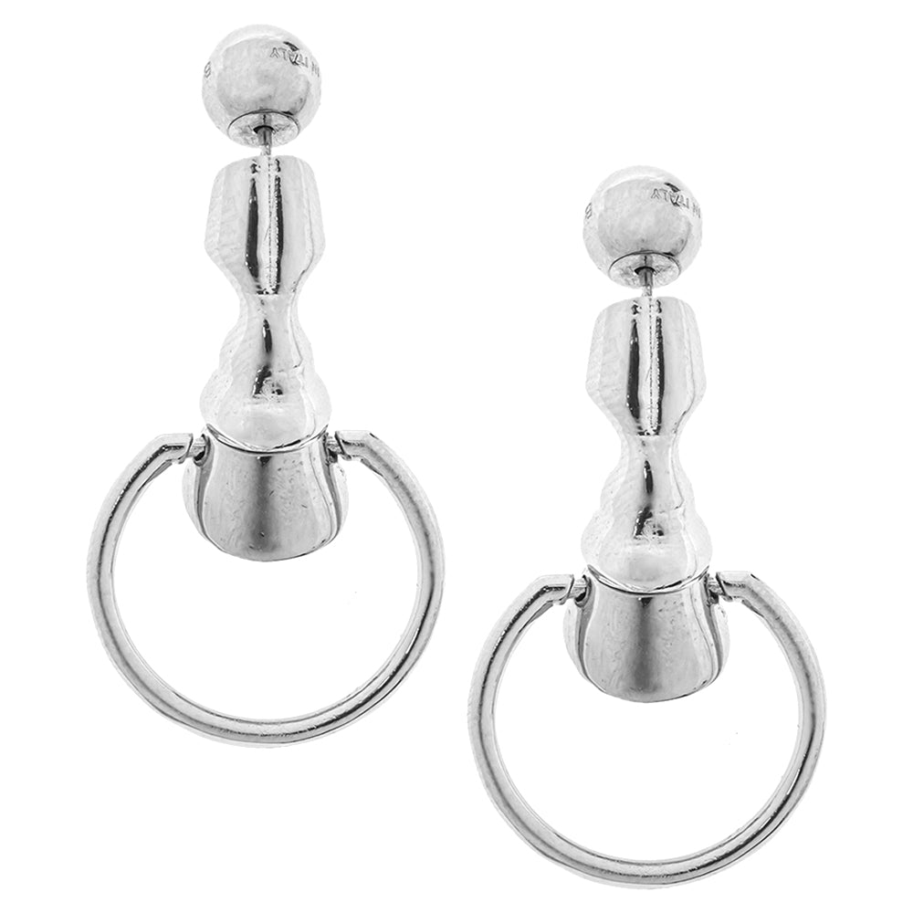 Burberry Palladium Plated Hoof Hoop Earrings