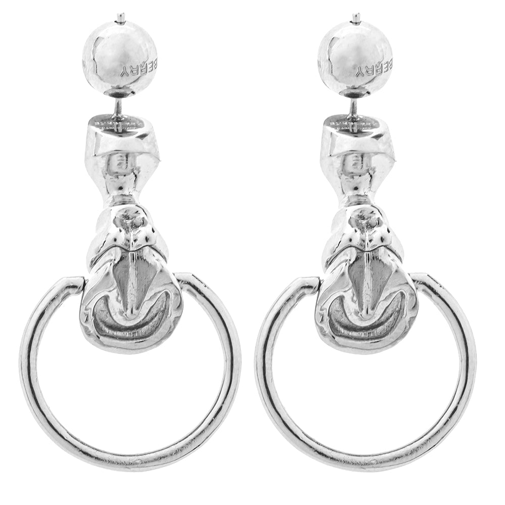 Burberry Palladium Plated Hoof Hoop Earrings