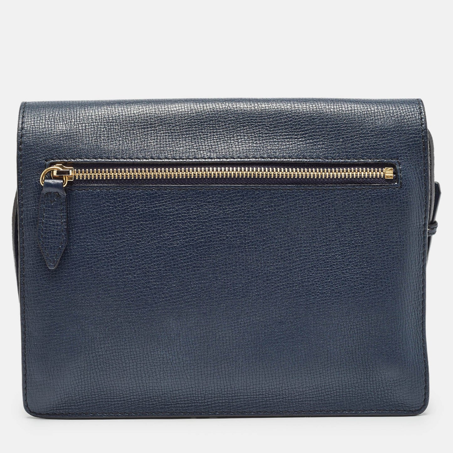 BURBERRY Navy Blue/Beige House Check Fabric and Leather Small Macken Crossbody Bag