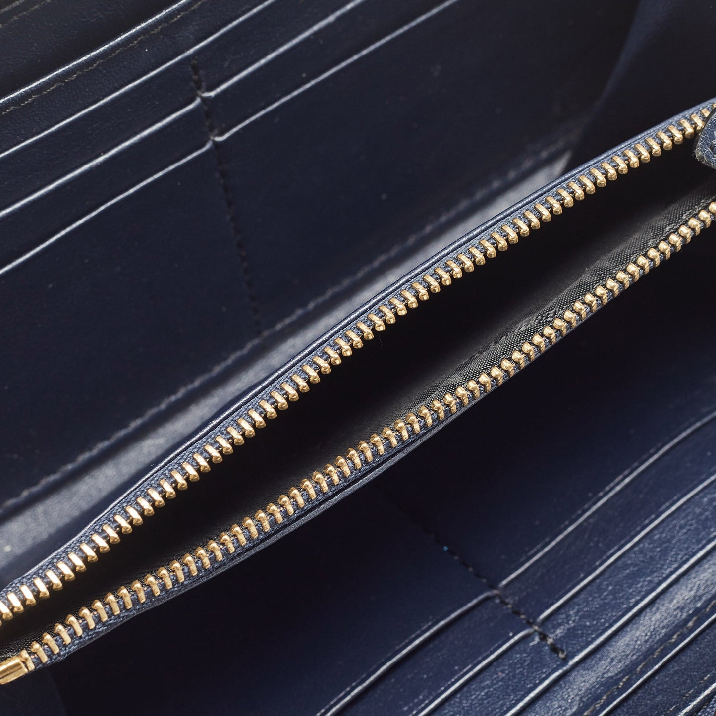 BURBERRY Navy Blue/Beige House Check Canvas and Leather Zip Continental Wallet