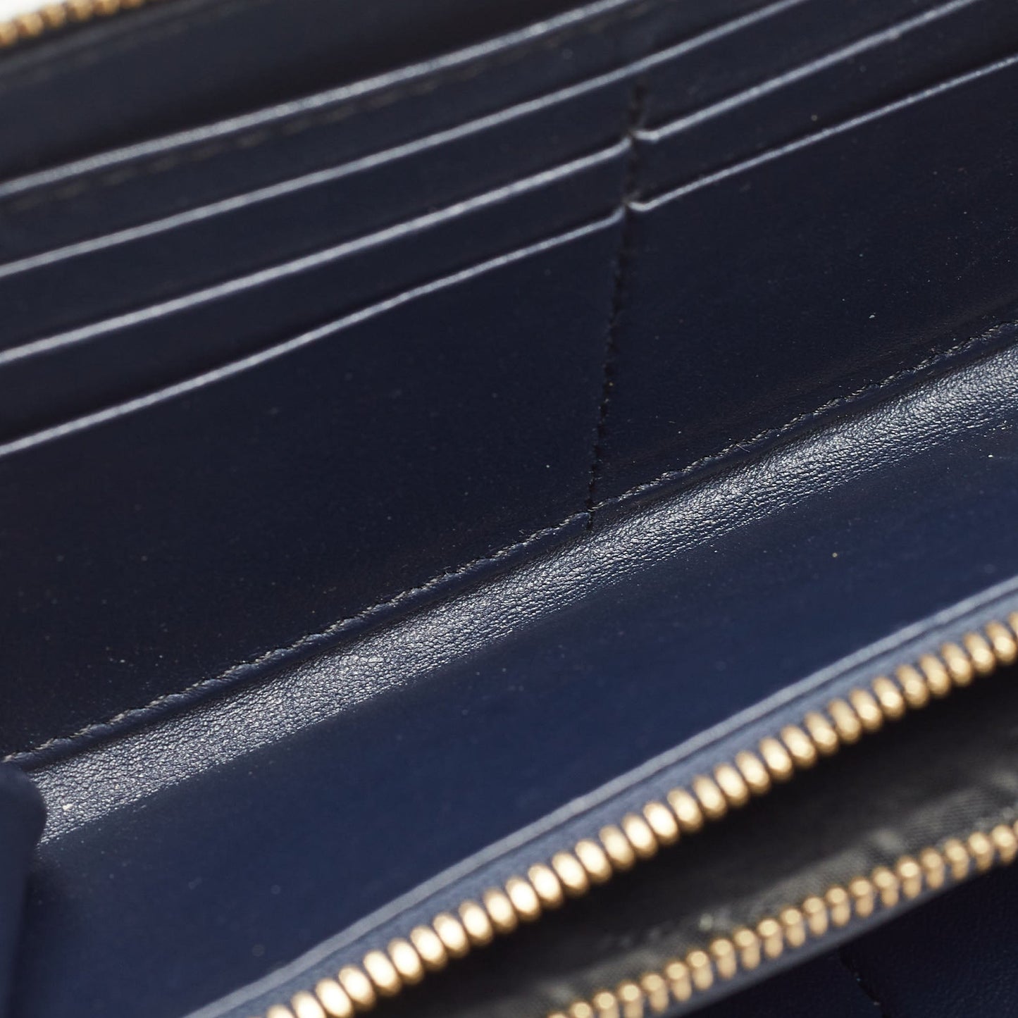 BURBERRY Navy Blue/Beige House Check Canvas and Leather Zip Continental Wallet