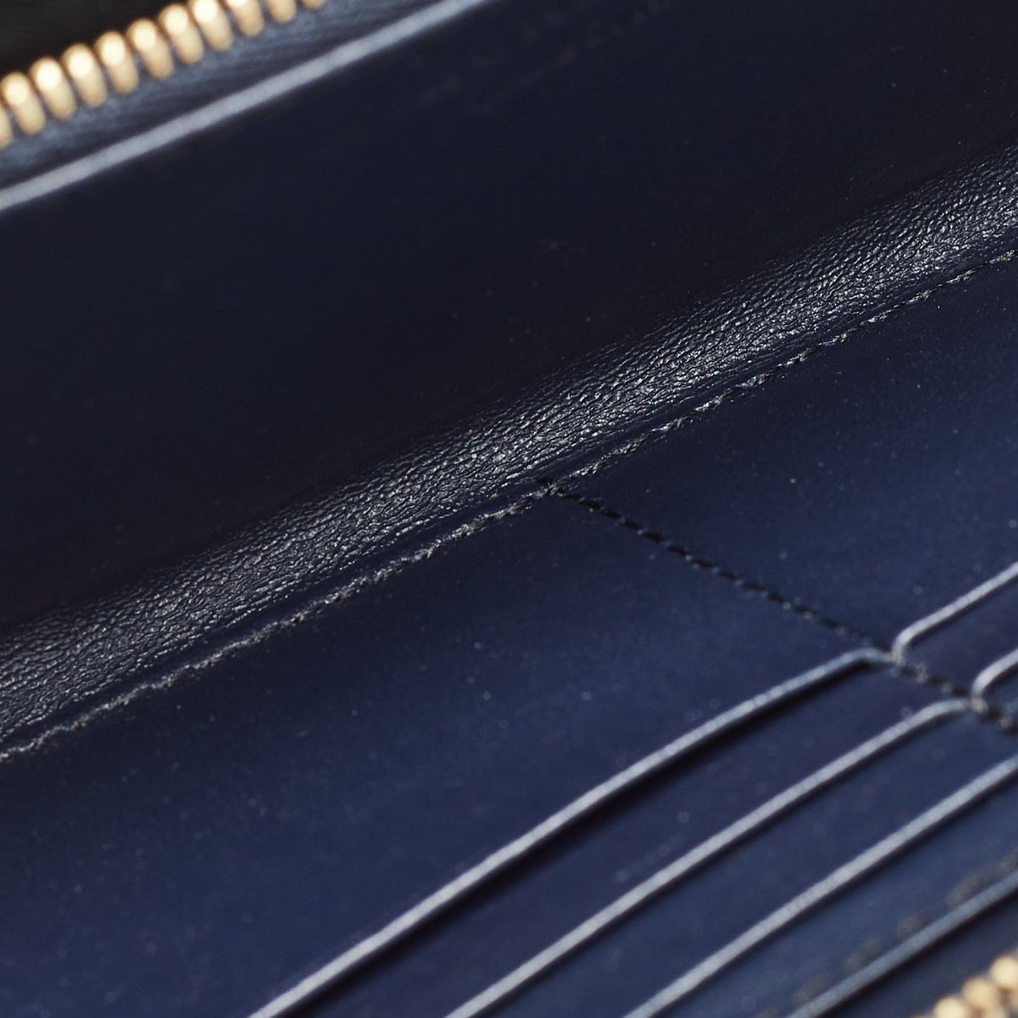 BURBERRY Navy Blue/Beige House Check Canvas and Leather Zip Continental Wallet