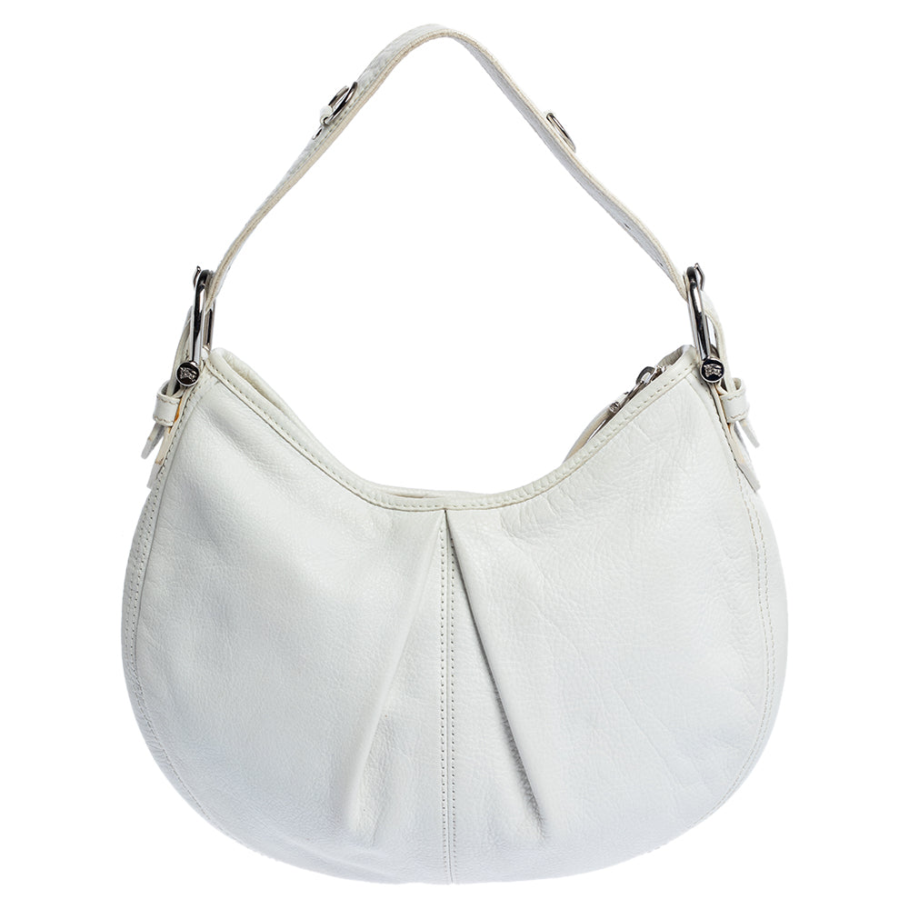 Burberry White Leather Small Malika Hobo