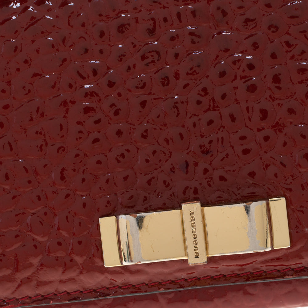 Burberry Red Embossed Patent Leather Penrose Continental Wallet