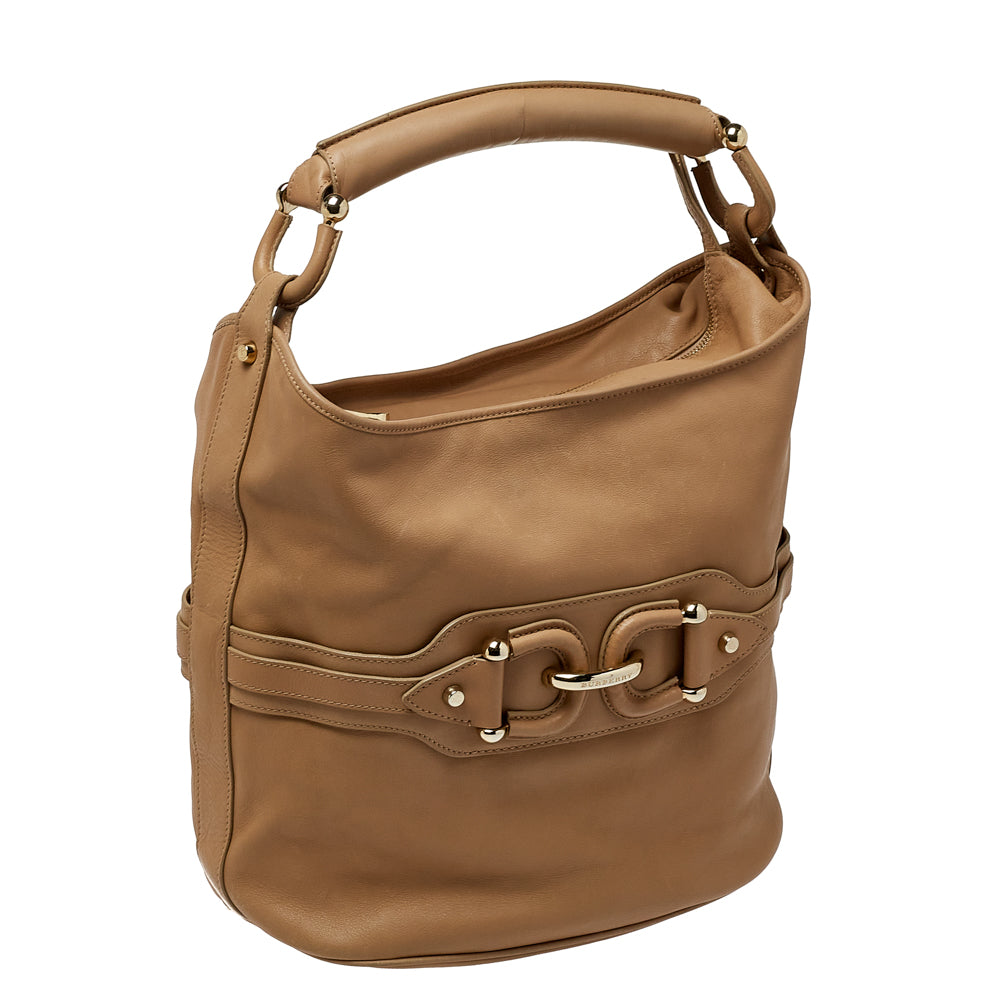 Burberry Beige Leather Horsebit Hobo