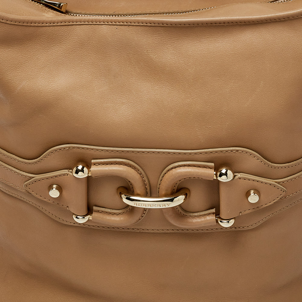 Burberry Beige Leather Horsebit Hobo