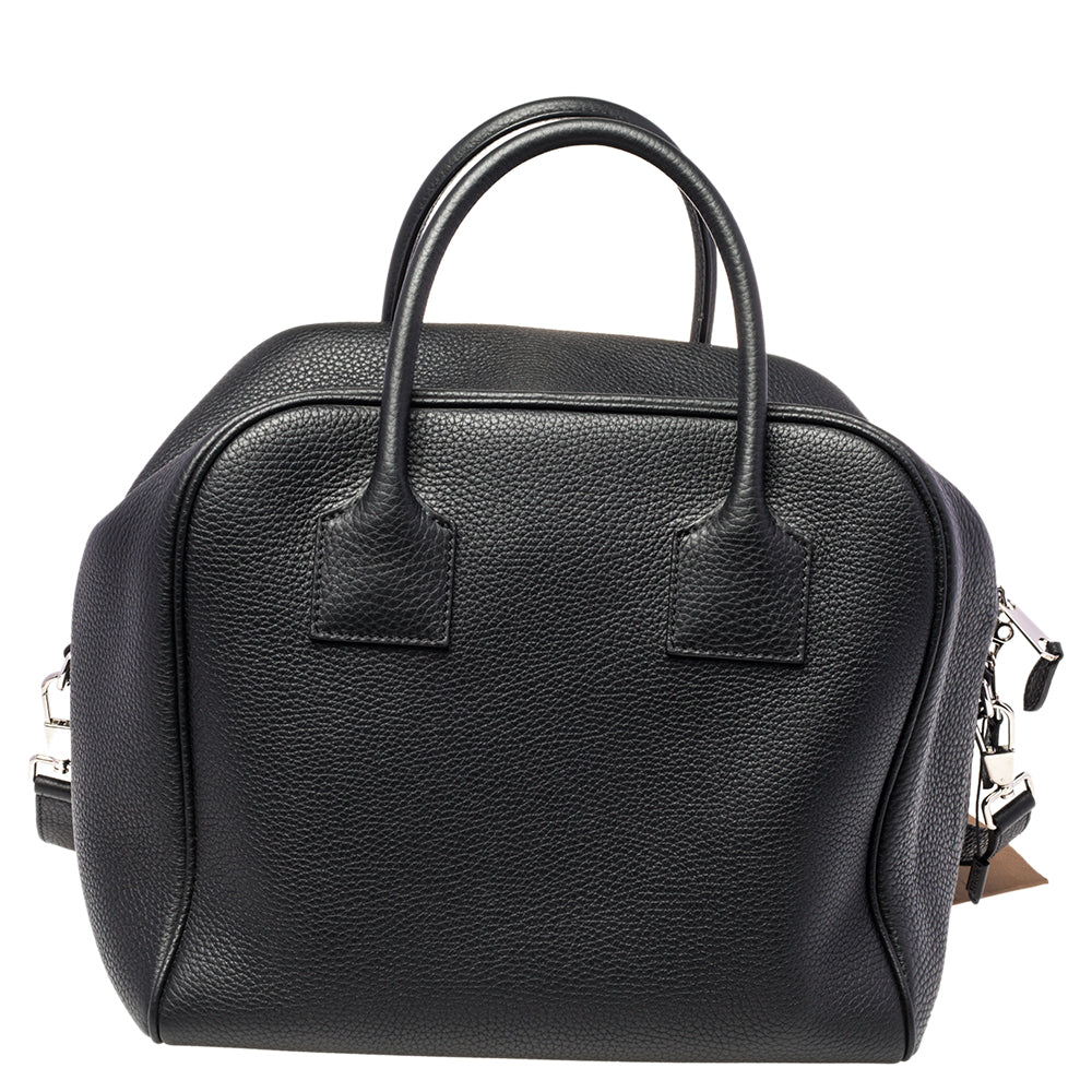 Burberry Black Leather Medium Cube Satchel