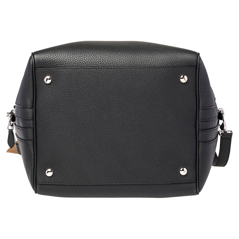 Burberry Black Leather Medium Cube Satchel