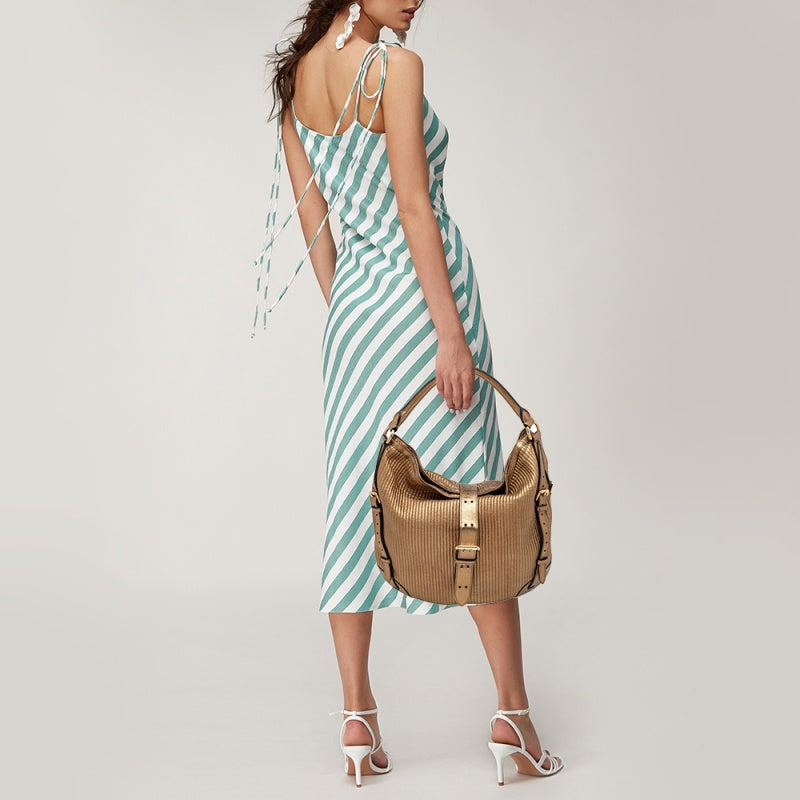 Burberry Gold Quilted Leather Hobo