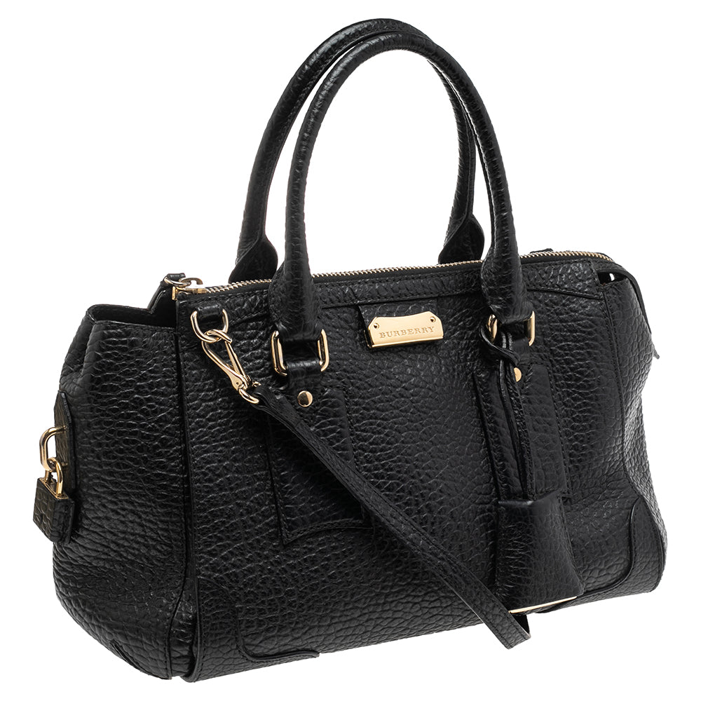 Burberry Black Grained Leather Orchard Boston Bag