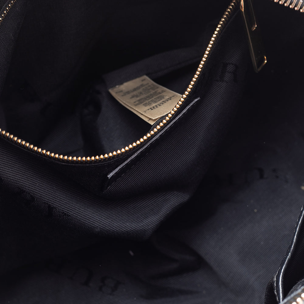 Burberry Black Grained Leather Orchard Boston Bag