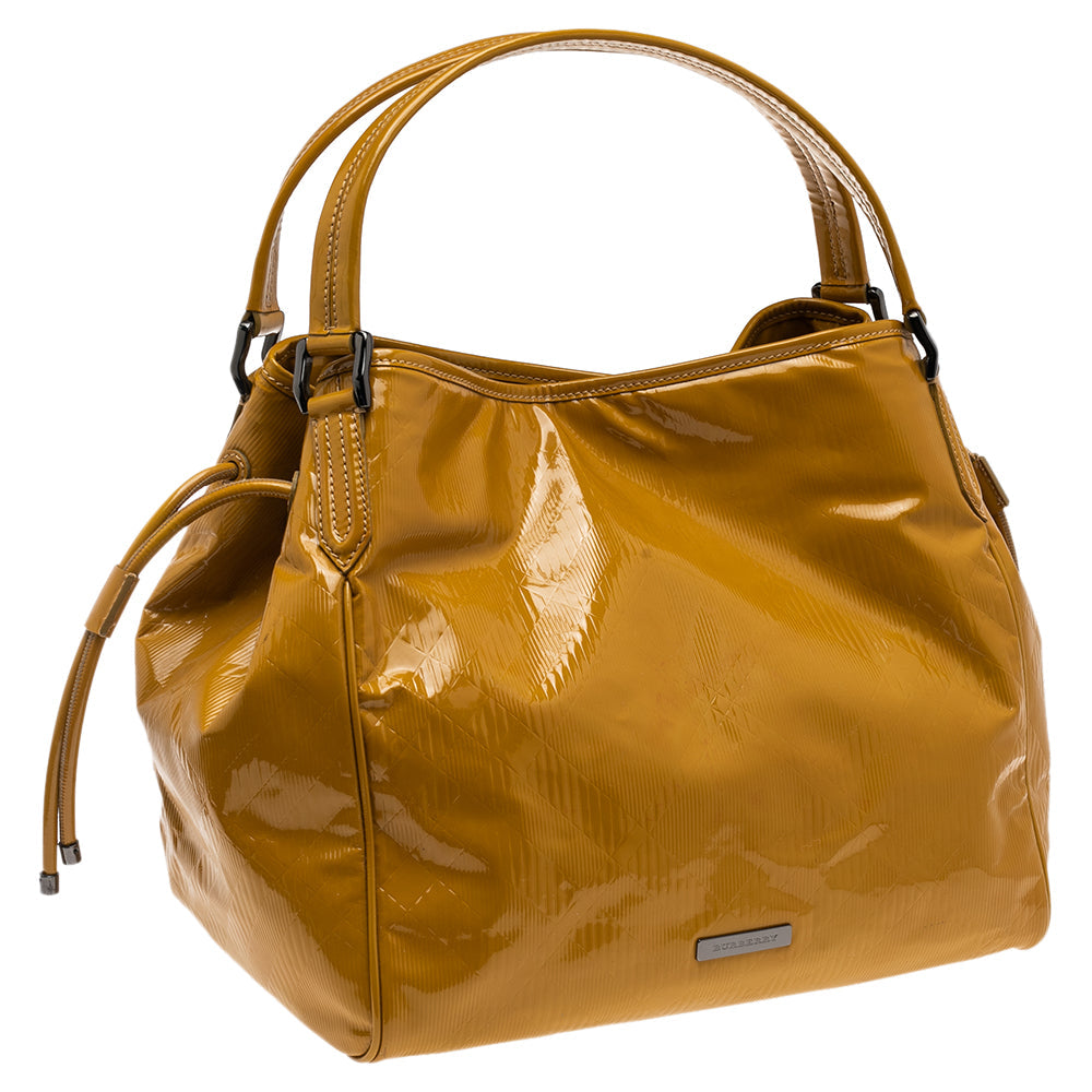 Burberry Mustard Patent Leather Large Bilmore Tote
