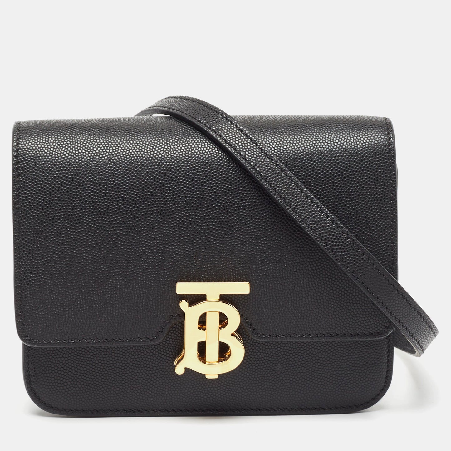 BURBERRY Black Leather Mini TB Shoulder Bag